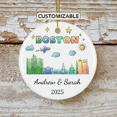 Gepersonaliseerde Skyline Boston Ornament Massachu