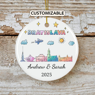 Gepersonaliseerde Skyline Bratislava Ornament, Slo Keramisch Ornament