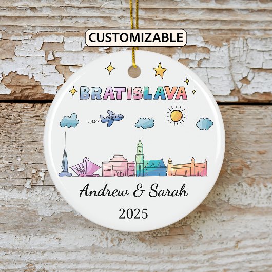 Gepersonaliseerde Skyline Bratislava Ornament, Slo Keramisch Ornament