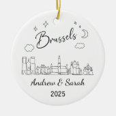 Gepersonaliseerde Skyline Brussels Ornament, Belgi Keramisch Ornament (Voorkant)