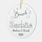 Gepersonaliseerde Skyline Brussels Ornament, Belgi Keramisch Ornament (Links)