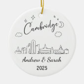 Gepersonaliseerde Skyline Cambridge, Massachusetts Keramisch Ornament (Voorkant)