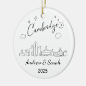 Gepersonaliseerde Skyline Cambridge, Massachusetts Keramisch Ornament (Links)