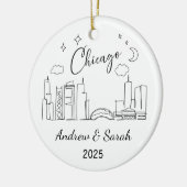 Gepersonaliseerde Skyline Chicago Ornament, Illino Keramisch Ornament (Links)