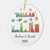 Gepersonaliseerde Skyline Dallas Ornament, Texas Keramisch Ornament (Links)