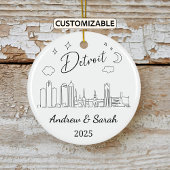 Gepersonaliseerde Skyline Detroit Ornament, Michig Keramisch Ornament
