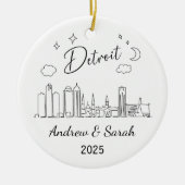 Gepersonaliseerde Skyline Detroit Ornament, Michig Keramisch Ornament (Voorkant)