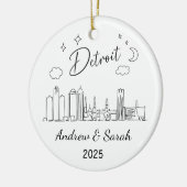 Gepersonaliseerde Skyline Detroit Ornament, Michig Keramisch Ornament (Links)