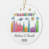Gepersonaliseerde Skyline Frankfurt Ornament, Duit Keramisch Ornament (Links)