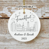 Gepersonaliseerde Skyline Frankfurt Ornament, Duit Keramisch Ornament