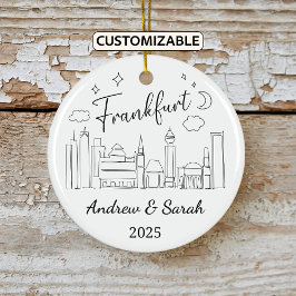Gepersonaliseerde Skyline Frankfurt Ornament, Duit Keramisch Ornament