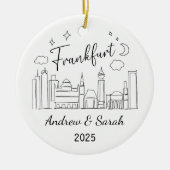 Gepersonaliseerde Skyline Frankfurt Ornament, Duit Keramisch Ornament (Voorkant)