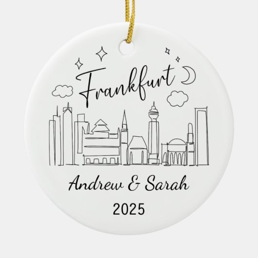 Gepersonaliseerde Skyline Frankfurt Ornament, Duit Keramisch Ornament (Voorkant)