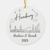 Gepersonaliseerde Skyline Hamburg Ornament, Duitsl Keramisch Ornament (Voorkant)
