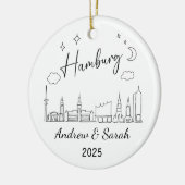 Gepersonaliseerde Skyline Hamburg Ornament, Duitsl Keramisch Ornament (Links)