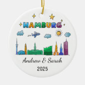 Gepersonaliseerde Skyline Hamburg Ornament, Duitsl Keramisch Ornament (Voorkant)