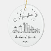 Gepersonaliseerde Skyline Houston Ornament, Texas Keramisch Ornament (Links)