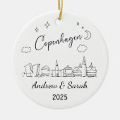 Gepersonaliseerde Skyline Kopenhagen Ornament, Den Keramisch Ornament (Voorkant)
