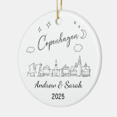 Gepersonaliseerde Skyline Kopenhagen Ornament, Den Keramisch Ornament (Links)