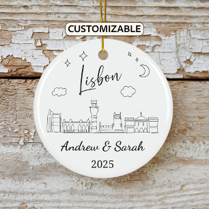 Gepersonaliseerde Skyline Lissabon Ornament, Portu Keramisch Ornament