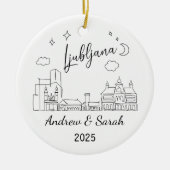 Gepersonaliseerde Skyline Ljubljana Ornament, Slov Keramisch Ornament (Voorkant)