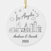 Gepersonaliseerde Skyline Los Angeles, Californië Keramisch Ornament (Voorkant)