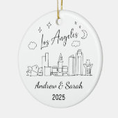 Gepersonaliseerde Skyline Los Angeles, Californië Keramisch Ornament (Links)