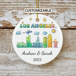 Gepersonaliseerde Skyline Los Angeles, Californië Keramisch Ornament