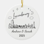 Gepersonaliseerde Skyline Luxemburg Ornament, Euro Keramisch Ornament (Voorkant)