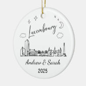 Gepersonaliseerde Skyline Luxemburg Ornament, Euro Keramisch Ornament (Links)