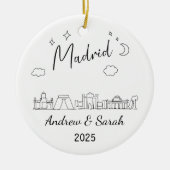 Gepersonaliseerde Skyline Madrid Ornament, Spanje Keramisch Ornament (Voorkant)
