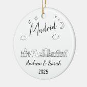 Gepersonaliseerde Skyline Madrid Ornament, Spanje Keramisch Ornament (Links)