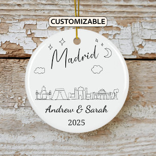 Gepersonaliseerde Skyline Madrid Ornament, Spanje Keramisch Ornament
