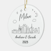 Gepersonaliseerde Skyline Milaan Ornament, Italië Keramisch Ornament (Links)