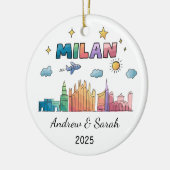 Gepersonaliseerde Skyline Milaan Ornament, Italië Keramisch Ornament (Links)