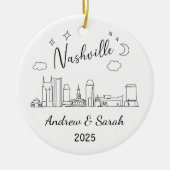 Gepersonaliseerde Skyline Nashville Ornament, Tenn Keramisch Ornament (Voorkant)