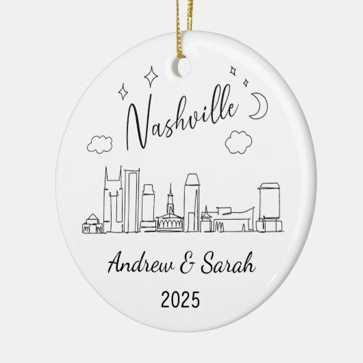 Gepersonaliseerde Skyline Nashville Ornament, Tenn Keramisch Ornament (Links)