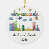 Gepersonaliseerde Skyline New Orleans, Louisiana Keramisch Ornament (Voorkant)