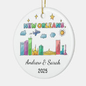 Gepersonaliseerde Skyline New Orleans, Louisiana Keramisch Ornament (Links)
