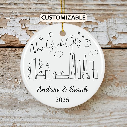 Gepersonaliseerde Skyline New York Ornament, New Y Keramisch Ornament