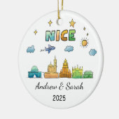 Gepersonaliseerde Skyline Nice Ornament, Frankrijk Keramisch Ornament (Links)