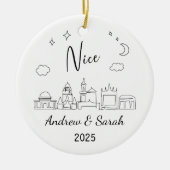 Gepersonaliseerde Skyline Nice Ornament, Frankrijk Keramisch Ornament (Voorkant)