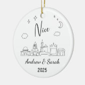 Gepersonaliseerde Skyline Nice Ornament, Frankrijk Keramisch Ornament (Links)