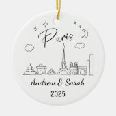 Gepersonaliseerde Skyline Paris Ornament, Frankrij Keramisch Ornament (Voorkant)