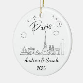 Gepersonaliseerde Skyline Paris Ornament, Frankrij Keramisch Ornament (Links)