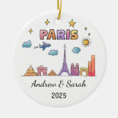 Gepersonaliseerde Skyline Paris Ornament, Frankrij Keramisch Ornament (Voorkant)