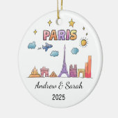 Gepersonaliseerde Skyline Paris Ornament, Frankrij Keramisch Ornament (Links)