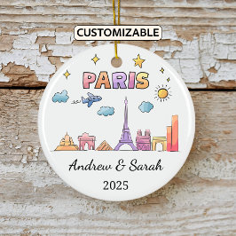 Gepersonaliseerde Skyline Paris Ornament, Frankrij Keramisch Ornament