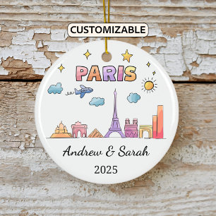 Gepersonaliseerde Skyline Paris Ornament, Frankrij Keramisch Ornament