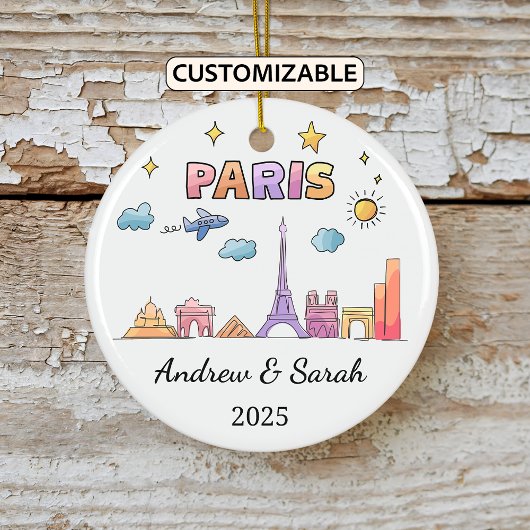 Gepersonaliseerde Skyline Paris Ornament, Frankrij Keramisch Ornament
